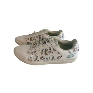 Skechers Golf Womens White Leather Low Top Sneakers Dog Golf Cart‎ Print Sz 11